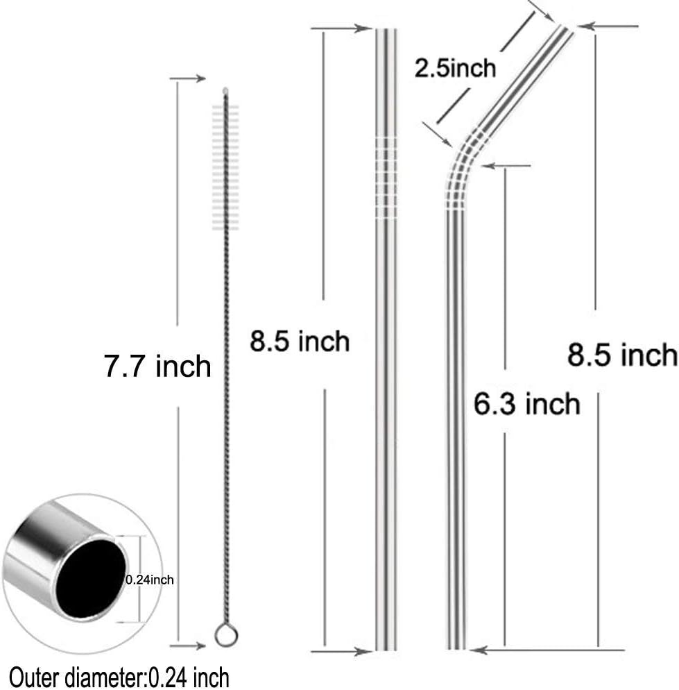 12 Pcs Stainless Steel Straws, Reusable Metal Drinking Straws with 2 Cleaning Brush for Smoothie, Milkshake, Cocktail and Hot Drinks - Image 7
