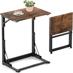 MOXYOY C-Shaped Side Table,Foldable Laptop Table,Sturdy Steel Frame Base Support,Easy to Assemble,Suitable for Living Room,Bedroom,Bathroom,Balcony Brand: MOXYOY
