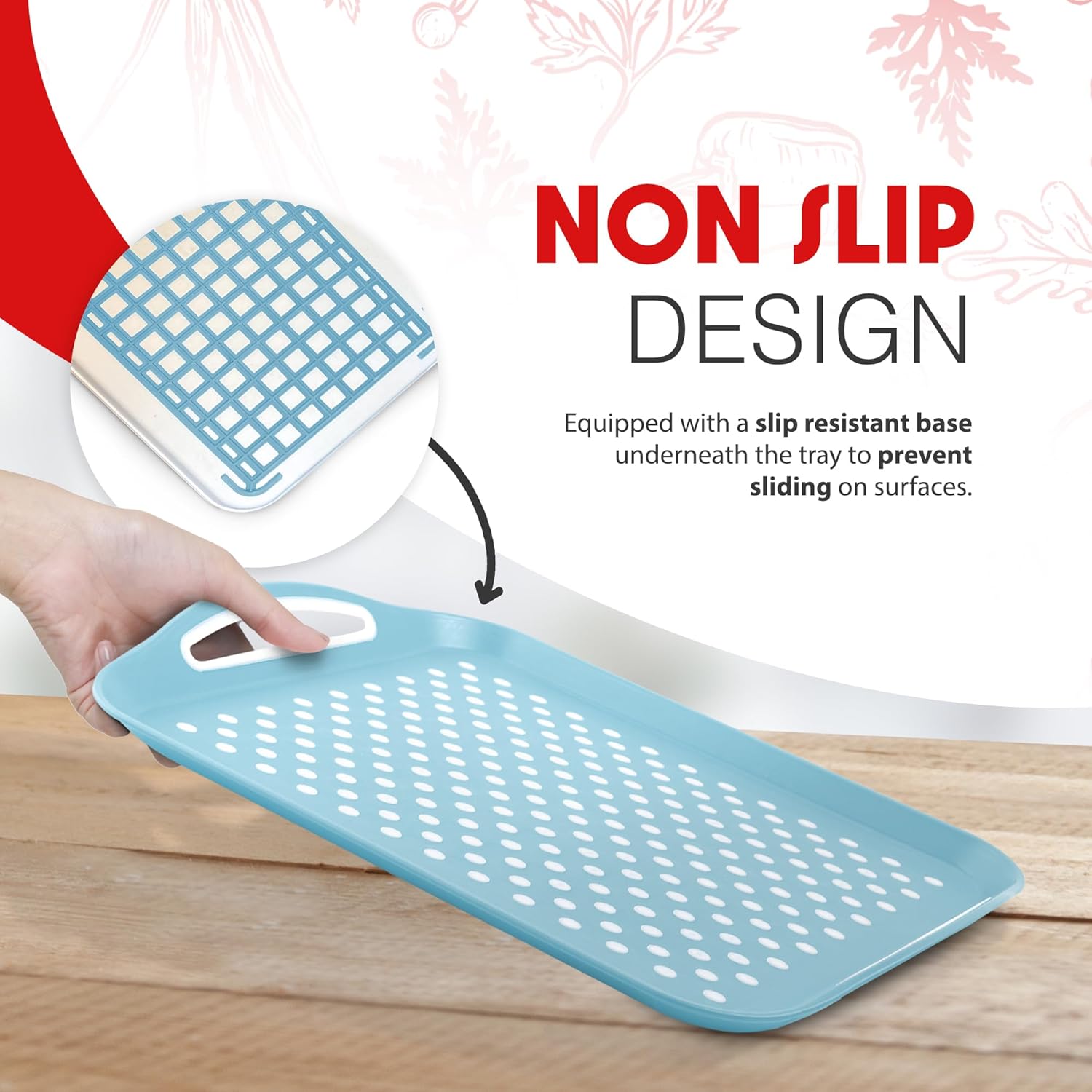 Essen 2-Pack Serving Tray Set – Non-Slip Lap Boards with Grip Handles, Ideal for Food Prep, Tea, Breakfast in Bed – Plastic Tray for Stable Dining – Dishwasher Safe (Black/Black) - Image 2