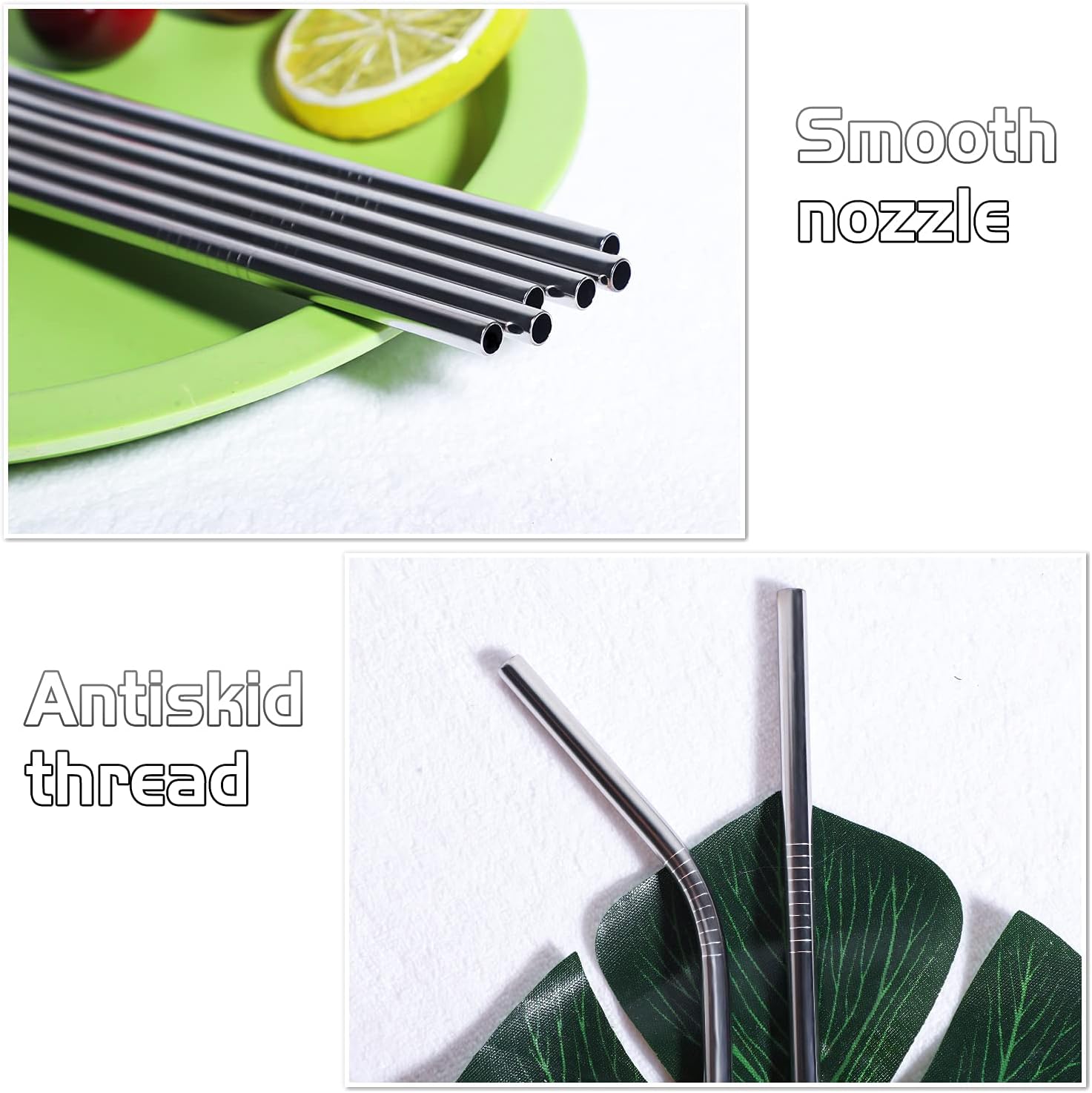 12 Pcs Stainless Steel Straws, Reusable Metal Drinking Straws with 2 Cleaning Brush for Smoothie, Milkshake, Cocktail and Hot Drinks - Image 3