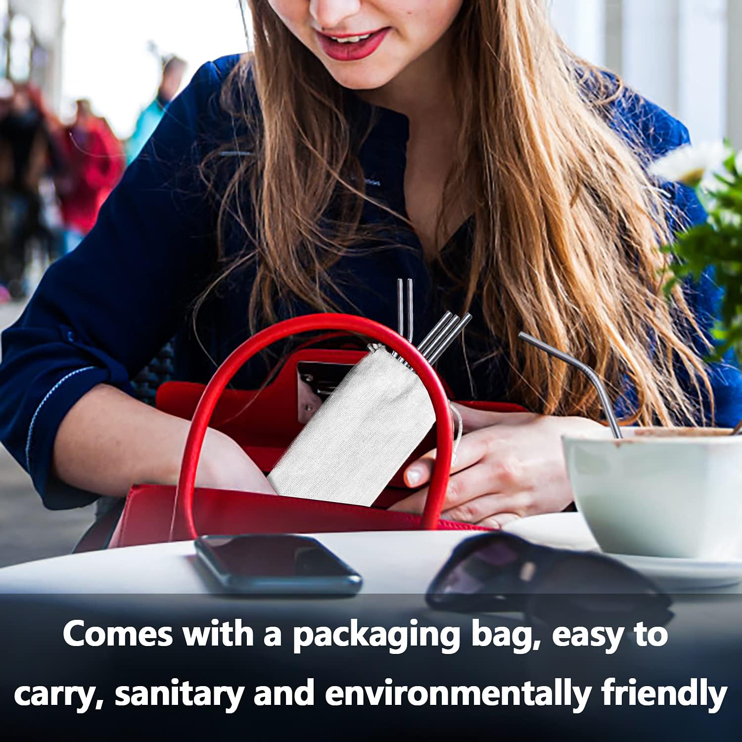 12 Pcs Stainless Steel Straws, Reusable Metal Drinking Straws with 2 Cleaning Brush for Smoothie, Milkshake, Cocktail and Hot Drinks - Image 4