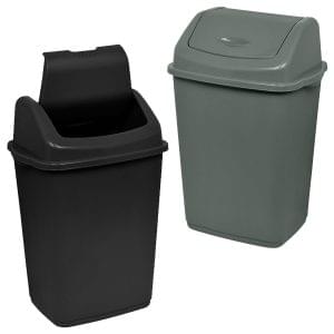 Daniel James 30 Litre Swing Bin – 30l Waste Recycling Bin with Swing Flip Top Lid – Durable Plastic Rubbish Bin for Kitchen, Bathroom, Bedroom & Office – Silver Dustbin, 30 Litre