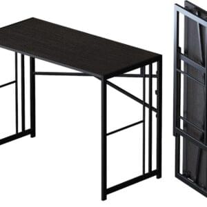 Lutown-Teen Folding Desk 103 cm, Writing Gaming Computer Camping Desk, No Assembly Required Home Office Table, Black