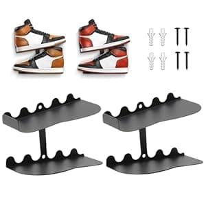 Buithafu Shoe Display Shelf,2pcs shelf Wall Wall Mounted Floating Shoe Display Shelf for Bathroom, Bedroom, Living Room,Kitchen, Office and More Black
