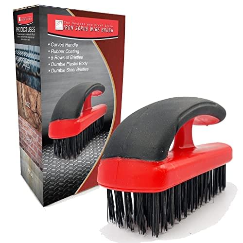 Hand Block Wire Brush – Iron Grip Stiff Metal Brush, Heavy Duty Wire for Rust Removal, Brickworks, and Paint Removal