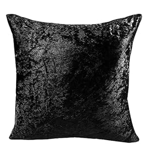 Essentials2publik 24″ x 24″ Crushed Velvet Soft Throw Pillow Cover With Filled Cushion, Decorative Square Pillowcase Cushion, Perfect for Sofa, Couch, Bed (Black)